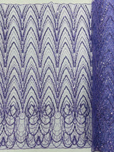 Luxury Chain Geometric Beaded Lace Fabric - Geometric Chain Beaded Lace, 54" Width (1 Yard)