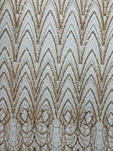 Luxury Chain Geometric Beaded Lace Fabric - Geometric Chain Beaded Lace, 54" Width (1 Yard)