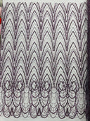 Luxury Chain Geometric Beaded Lace Fabric - Geometric Chain Beaded Lace, 54" Width (1 Yard)
