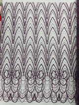 Luxury Chain Geometric Beaded Lace Fabric - Geometric Chain Beaded Lace, 54" Width (1 Yard)