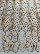 Luxury Chain Geometric Beaded Lace Fabric - Geometric Chain Beaded Lace, 54" Width (1 Yard)