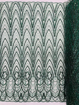 Luxury Chain Geometric Beaded Lace Fabric - Geometric Chain Beaded Lace, 54" Width (1 Yard)