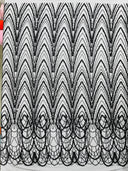 Luxury Chain Geometric Beaded Lace Fabric - Geometric Chain Beaded Lace, 54" Width (1 Yard)