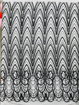 Luxury Chain Geometric Beaded Lace Fabric - Geometric Chain Beaded Lace, 54" Width (1 Yard)