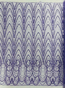 Luxury Chain Geometric Beaded Lace Fabric - Geometric Chain Beaded Lace, 54" Width (1 Yard)