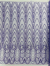 Luxury Chain Geometric Beaded Lace Fabric - Geometric Chain Beaded Lace, 54" Width (1 Yard)