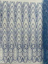 Luxury Chain Geometric Beaded Lace Fabric - Geometric Chain Beaded Lace, 54" Width (1 Yard)