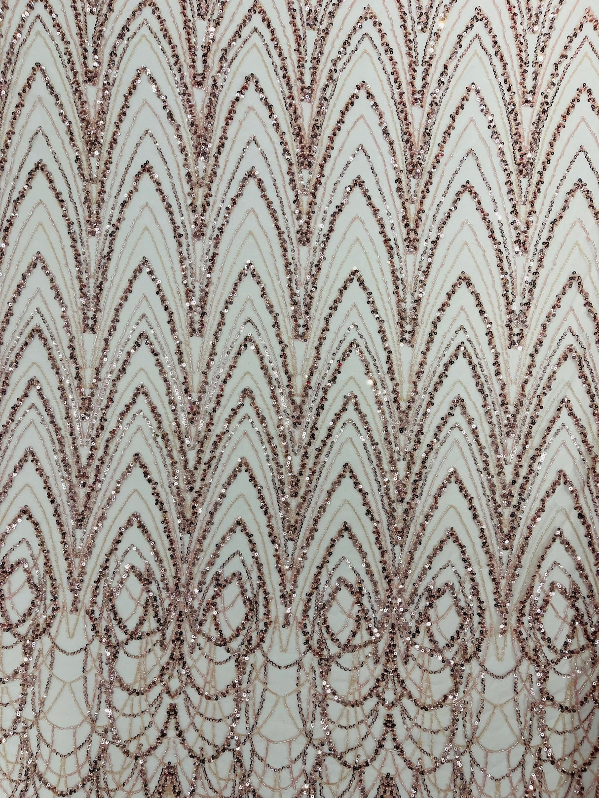 Luxury Chain Geometric Beaded Lace Fabric - Geometric Chain Beaded Lace, 54" Width (1 Yard)