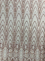 Luxury Chain Geometric Beaded Lace Fabric - Geometric Chain Beaded Lace, 54" Width (1 Yard)