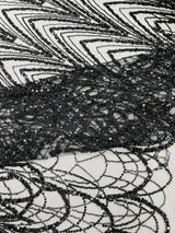 Luxury Chain Geometric Beaded Lace Fabric - Geometric Chain Beaded Lace, 54" Width (1 Yard)