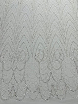 Luxury Chain Geometric Beaded Lace Fabric - Geometric Chain Beaded Lace, 54" Width (1 Yard)
