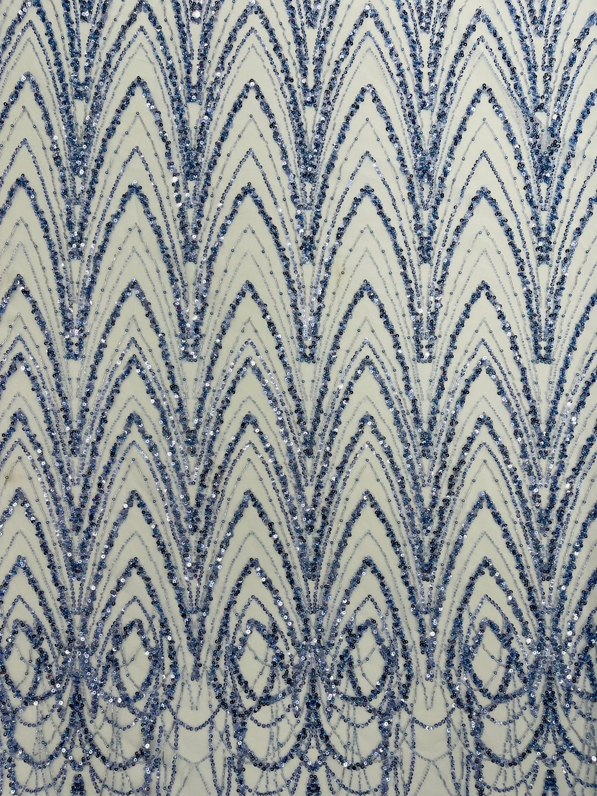 Luxury Chain Geometric Beaded Lace Fabric - Geometric Chain Beaded Lace, 54" Width (1 Yard)