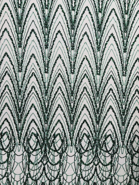 Luxury Chain Geometric Beaded Lace Fabric - Geometric Chain Beaded Lace, 54" Width (1 Yard)