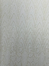 Luxury Chain Geometric Beaded Lace Fabric - Geometric Chain Beaded Lace, 54" Width (1 Yard)