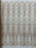 Luxury Chain Geometric Beaded Lace Fabric - Geometric Chain Beaded Lace, 54" Width (1 Yard)