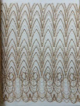 Luxury Chain Geometric Beaded Lace Fabric - Geometric Chain Beaded Lace, 54" Width (1 Yard)