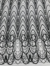 Luxury Chain Geometric Beaded Lace Fabric - Geometric Chain Beaded Lace, 54" Width (1 Yard)