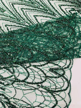 Luxury Chain Geometric Beaded Lace Fabric - Geometric Chain Beaded Lace, 54" Width (1 Yard)