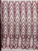 Luxury Chain Geometric Beaded Lace Fabric - Geometric Chain Beaded Lace, 54" Width (1 Yard)