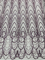 Luxury Chain Geometric Beaded Lace Fabric - Geometric Chain Beaded Lace, 54" Width (1 Yard)