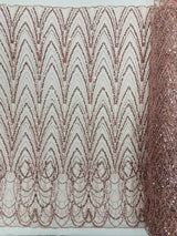 Luxury Chain Geometric Beaded Lace Fabric - Geometric Chain Beaded Lace, 54" Width (1 Yard)