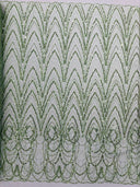 Luxury Chain Geometric Beaded Lace Fabric - Geometric Chain Beaded Lace, 54" Width (1 Yard)