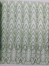 Luxury Chain Geometric Beaded Lace Fabric - Geometric Chain Beaded Lace, 54" Width (1 Yard)