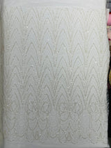 Luxury Chain Geometric Beaded Lace Fabric - Geometric Chain Beaded Lace, 54" Width (1 Yard)
