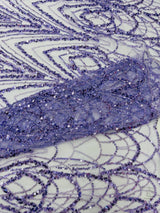 Luxury Chain Geometric Beaded Lace Fabric - Geometric Chain Beaded Lace, 54" Width (1 Yard)