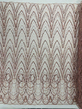 Luxury Chain Geometric Beaded Lace Fabric - Geometric Chain Beaded Lace, 54" Width (1 Yard)