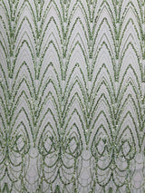 Luxury Chain Geometric Beaded Lace Fabric - Geometric Chain Beaded Lace, 54" Width (1 Yard)