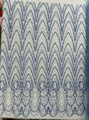 Luxury Chain Geometric Beaded Lace Fabric - Geometric Chain Beaded Lace, 54" Width (1 Yard)