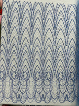 Luxury Chain Geometric Beaded Lace Fabric - Geometric Chain Beaded Lace, 54" Width (1 Yard)