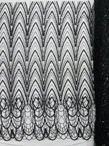 Luxury Chain Geometric Beaded Lace Fabric - Geometric Chain Beaded Lace, 54" Width (1 Yard)