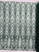 Luxury Chain Geometric Beaded Lace Fabric - Geometric Chain Beaded Lace, 54" Width (1 Yard)