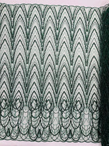 Luxury Chain Geometric Beaded Lace Fabric - Geometric Chain Beaded Lace, 54" Width (1 Yard)