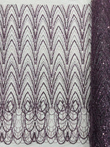 Luxury Chain Geometric Beaded Lace Fabric - Geometric Chain Beaded Lace, 54" Width (1 Yard)