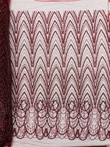 Luxury Chain Geometric Beaded Lace Fabric - Geometric Chain Beaded Lace, 54" Width (1 Yard)