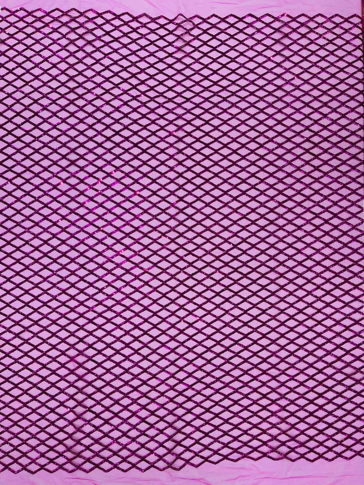 Luxury Diamond Design Mini Glitz Sequins Mesh Fabric - Diamond Pattern, 54" Width (1 Yard)