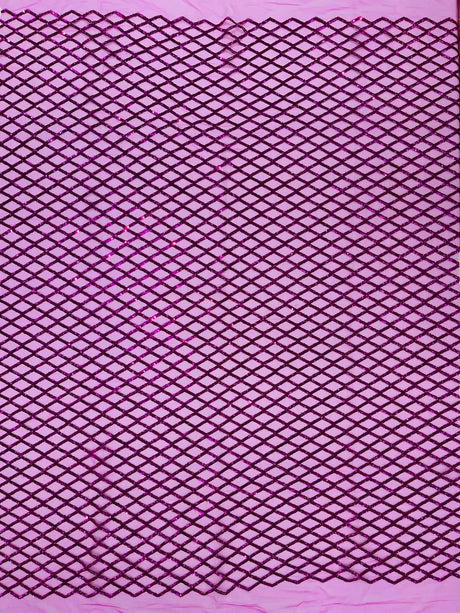 Luxury Diamond Design Mini Glitz Sequins Mesh Fabric - Diamond Pattern, 54" Width (1 Yard)