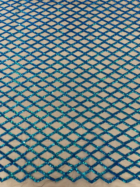 Luxury Diamond Design Mini Glitz Sequins Mesh Fabric - Diamond Pattern, 54" Width (1 Yard)