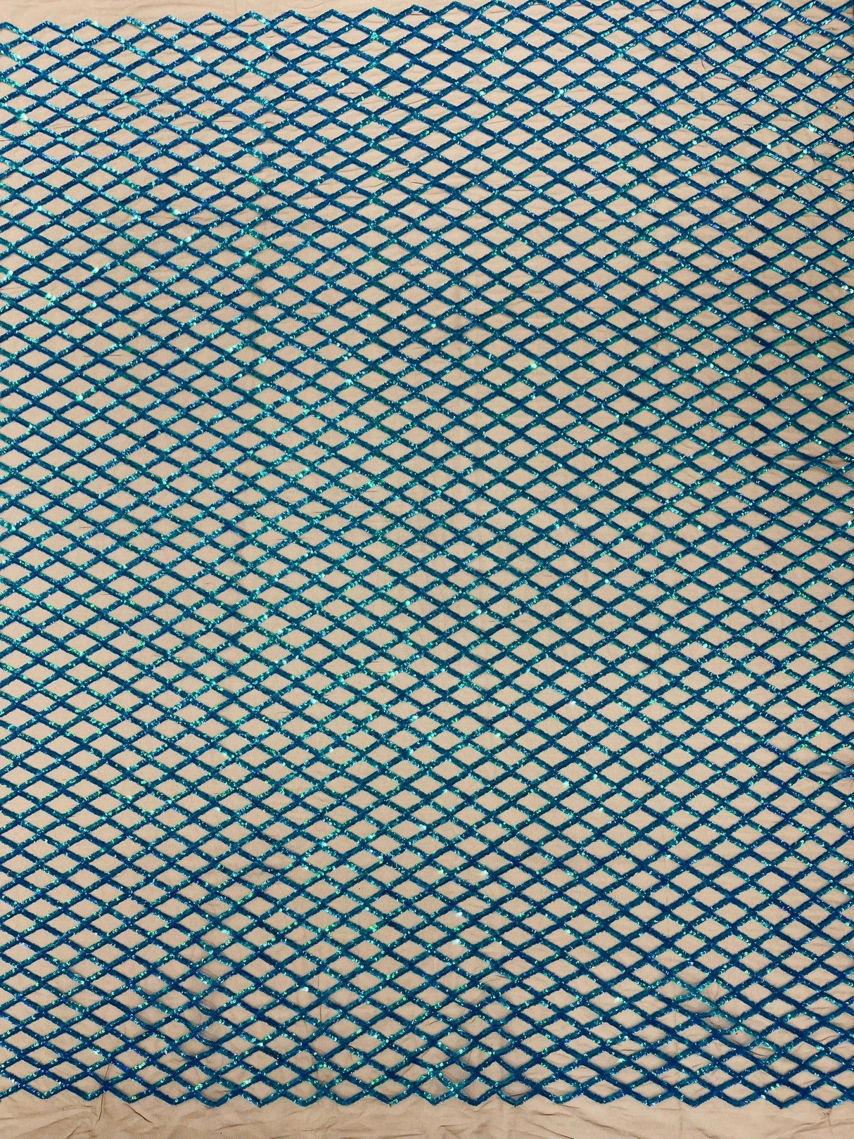 Luxury Diamond Design Mini Glitz Sequins Mesh Fabric - Diamond Pattern, 54" Width (1 Yard)