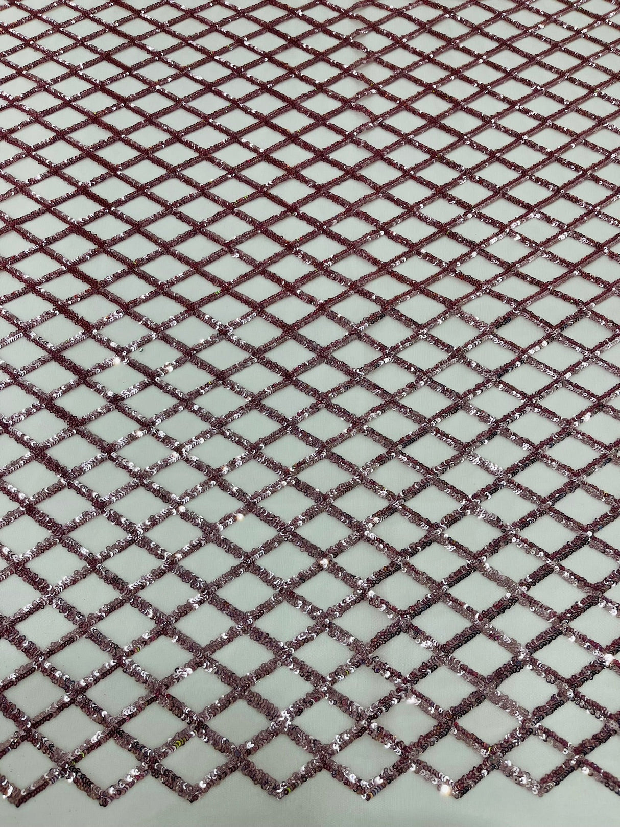 Luxury Diamond Design Mini Glitz Sequins Mesh Fabric - Diamond Pattern, 54" Width (1 Yard)
