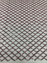 Luxury Diamond Design Mini Glitz Sequins Mesh Fabric - Diamond Pattern, 54" Width (1 Yard)