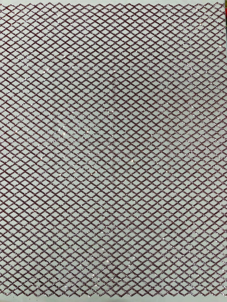 Luxury Diamond Design Mini Glitz Sequins Mesh Fabric - Diamond Pattern, 54" Width (1 Yard)