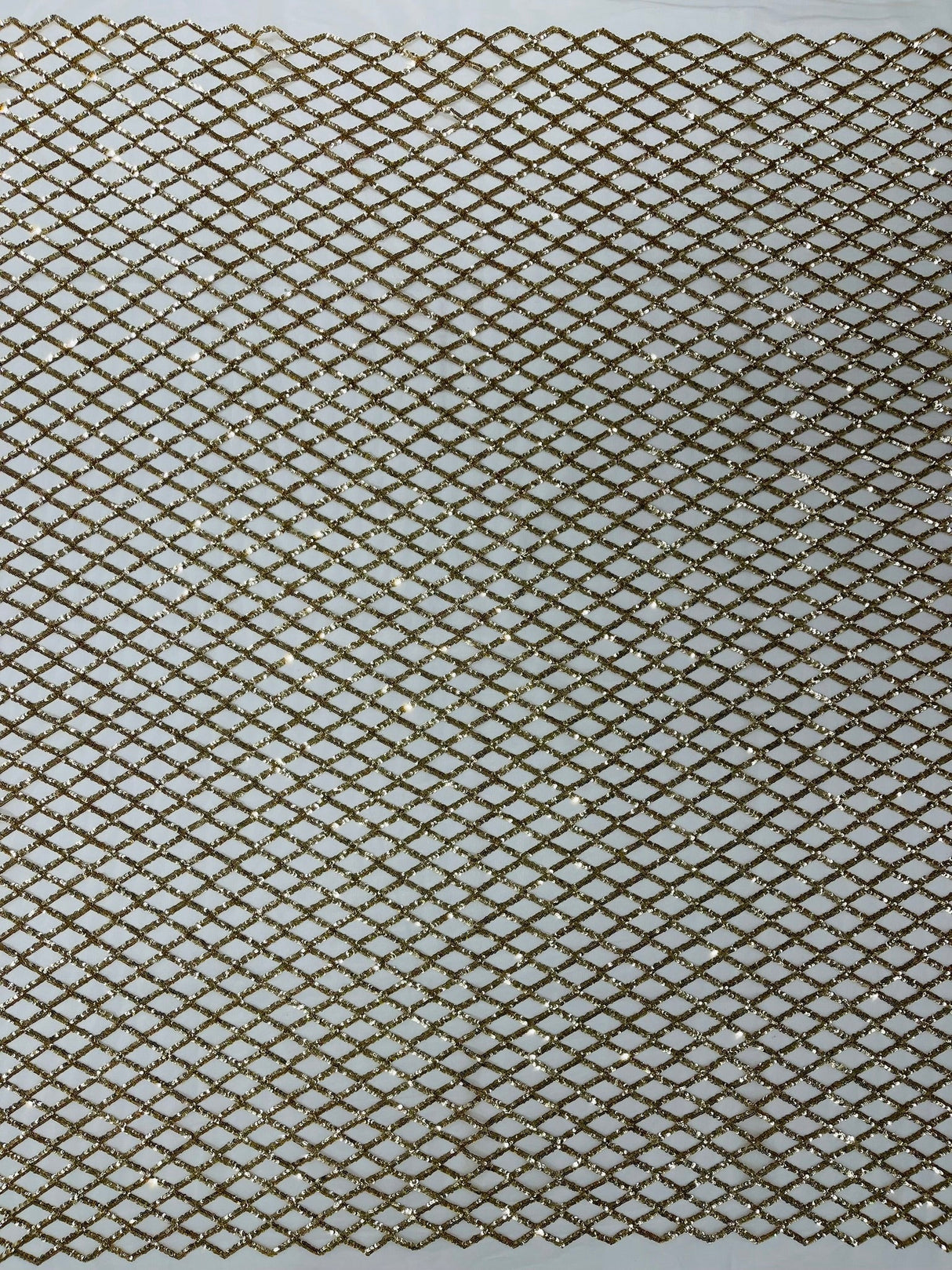 Luxury Diamond Design Mini Glitz Sequins Mesh Fabric - Diamond Pattern, 54" Width (1 Yard)