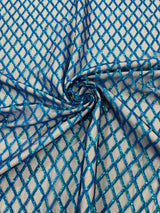 Luxury Diamond Design Mini Glitz Sequins Mesh Fabric - Diamond Pattern, 54" Width (1 Yard)