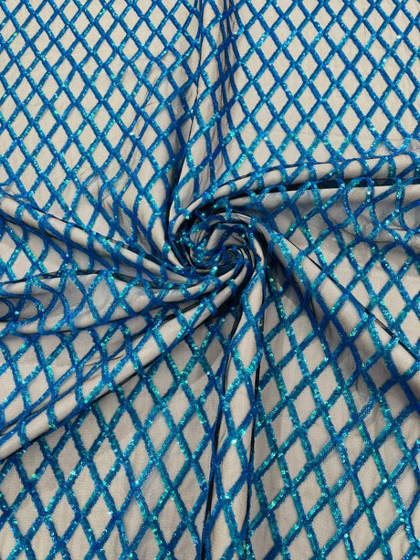 Luxury Diamond Design Mini Glitz Sequins Mesh Fabric - Diamond Pattern, 54" Width (1 Yard)