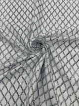 Luxury Diamond Design Mini Glitz Sequins Mesh Fabric - Diamond Pattern, 54" Width (1 Yard)