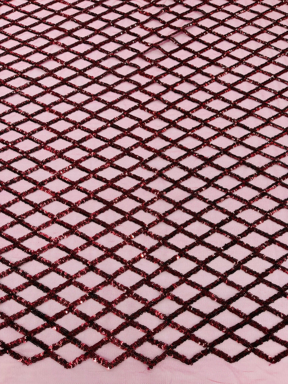 Luxury Diamond Design Mini Glitz Sequins Mesh Fabric - Diamond Pattern, 54" Width (1 Yard)